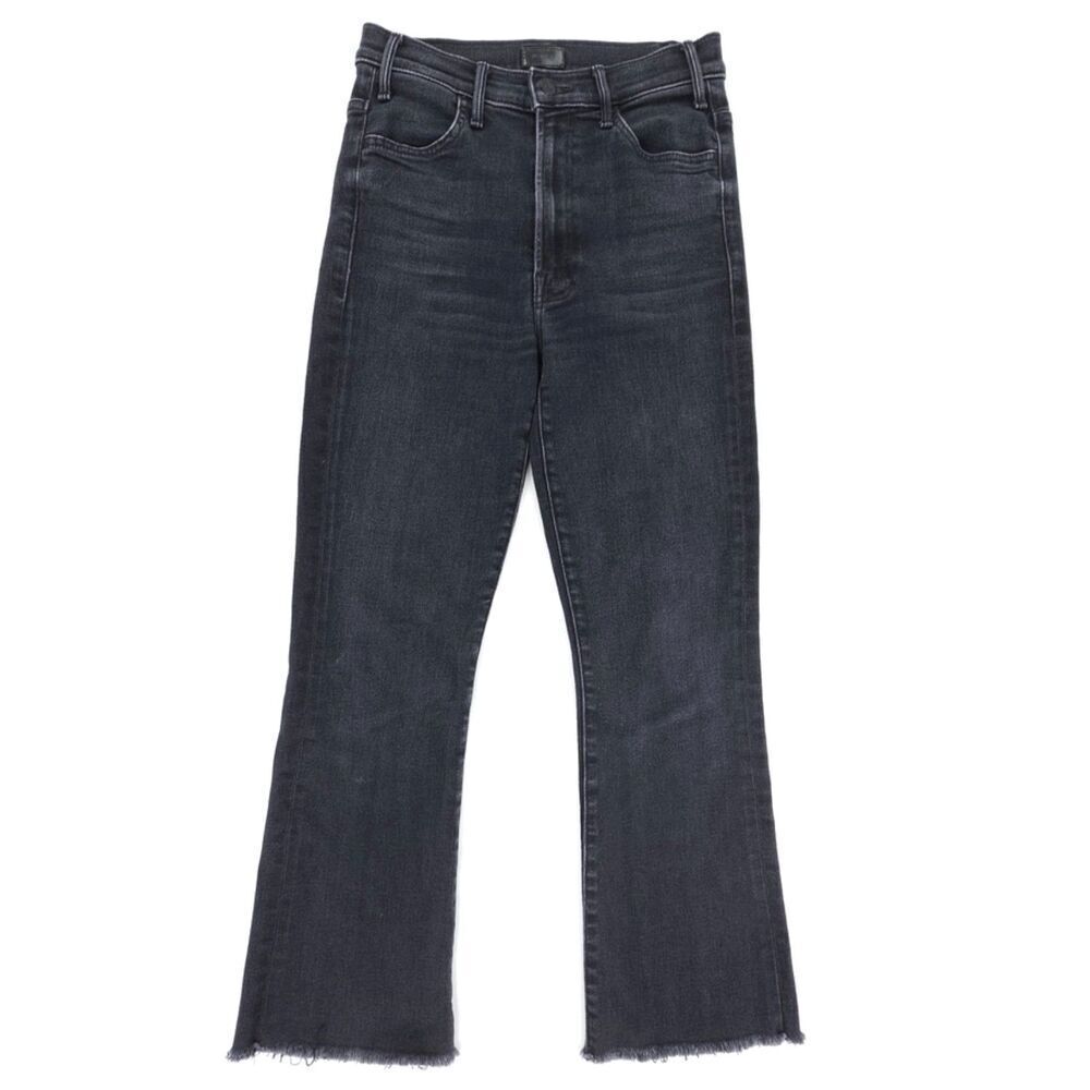 MOTHER Hustler Ankle Fray Jeans Encounters At Night Black Kick Flare Clean Girl